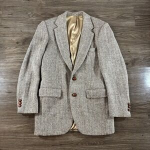 Harris Tweed Herringbone Wool Blazer Sport Coat Handwoven Scotland Men's 40R M